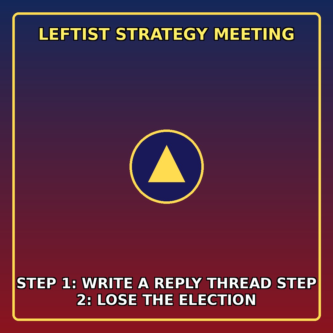 Political cartoon caption about left-wing politics and power
