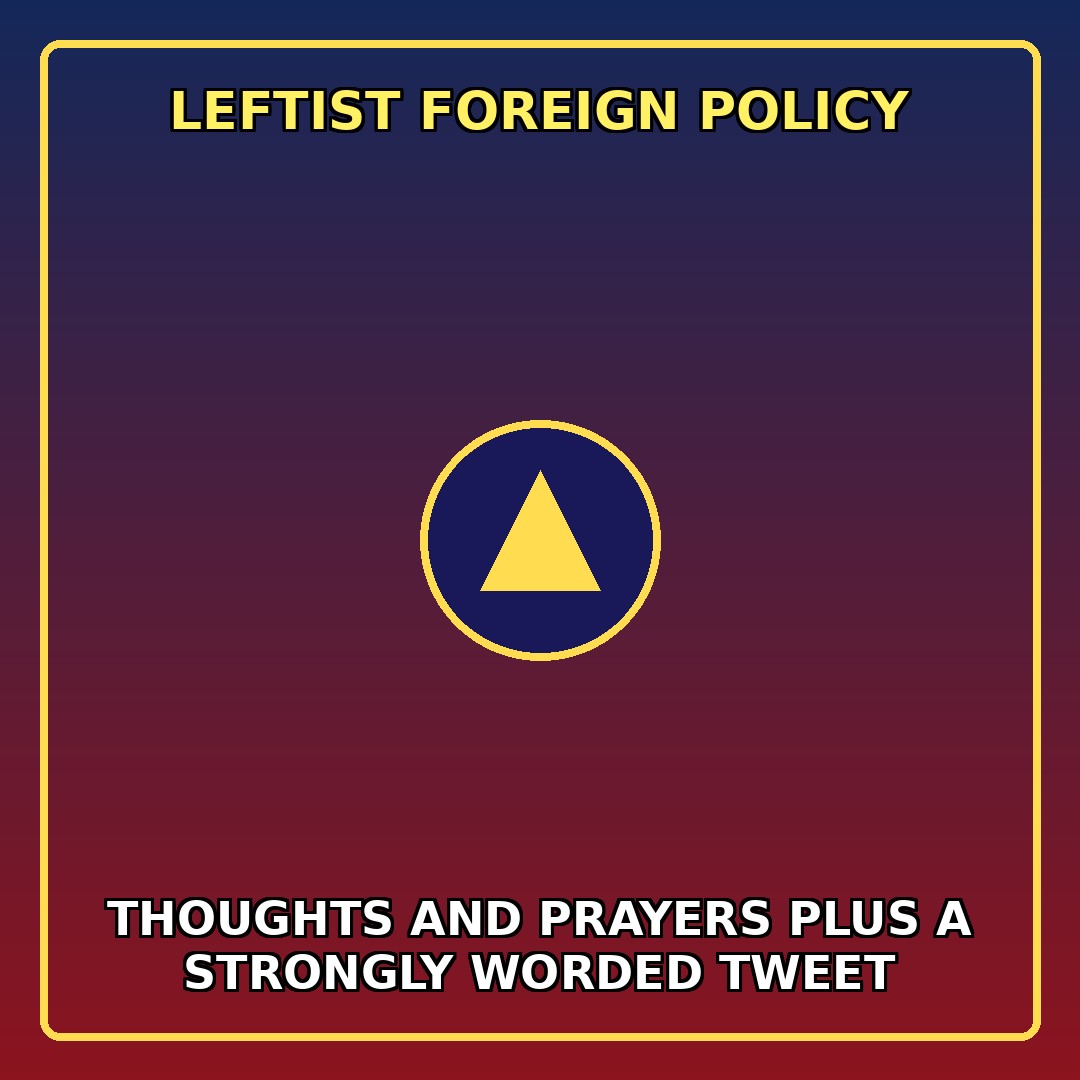 Political cartoon caption about left-wing politics and power