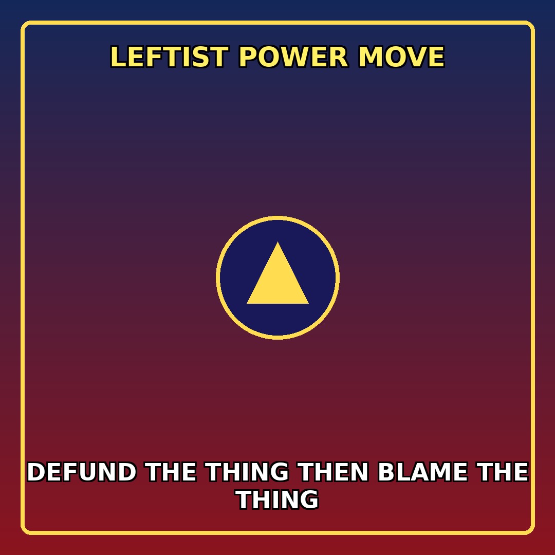 Political cartoon caption about left-wing politics and power