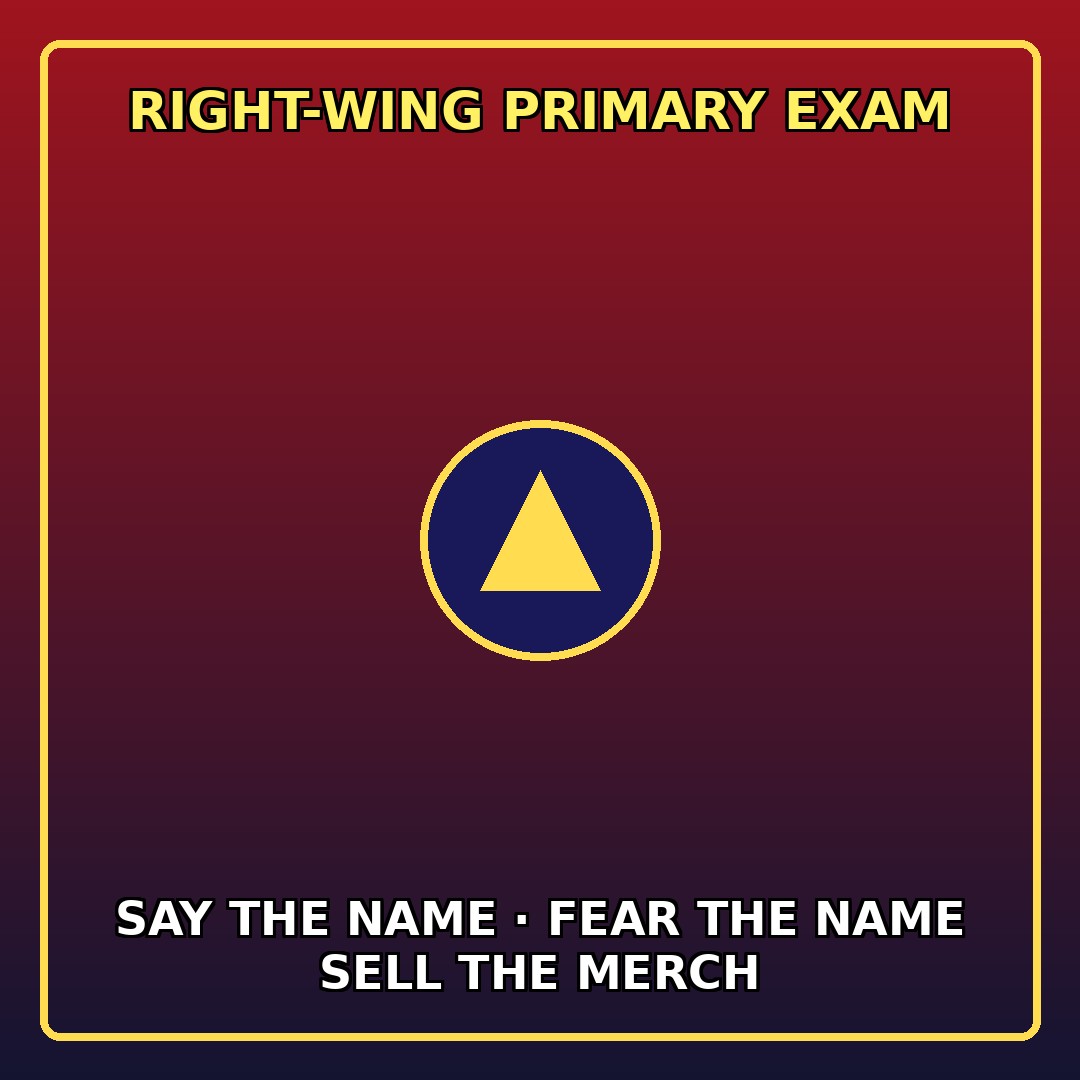 Satirical cartoon caption about right-wing loyalty politics