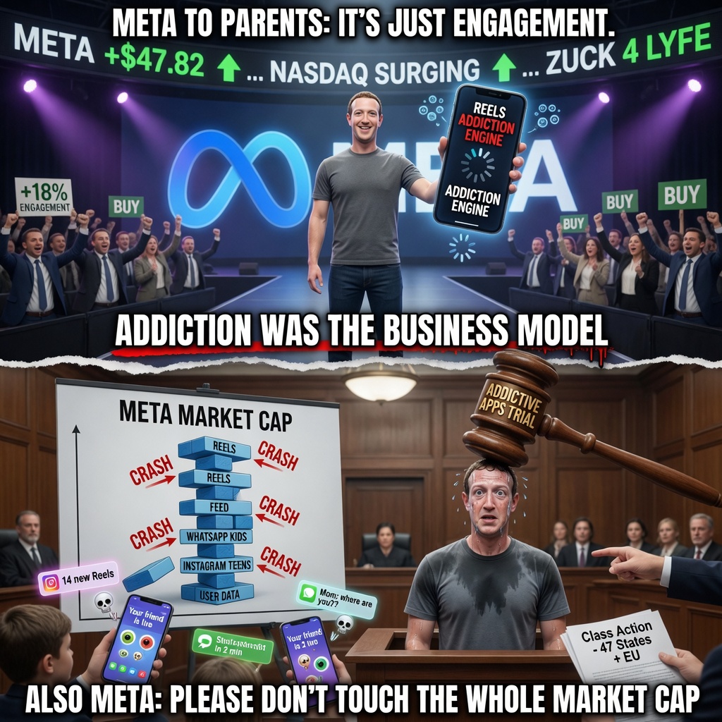 Meta engagement engine versus market-cap courtroom risk