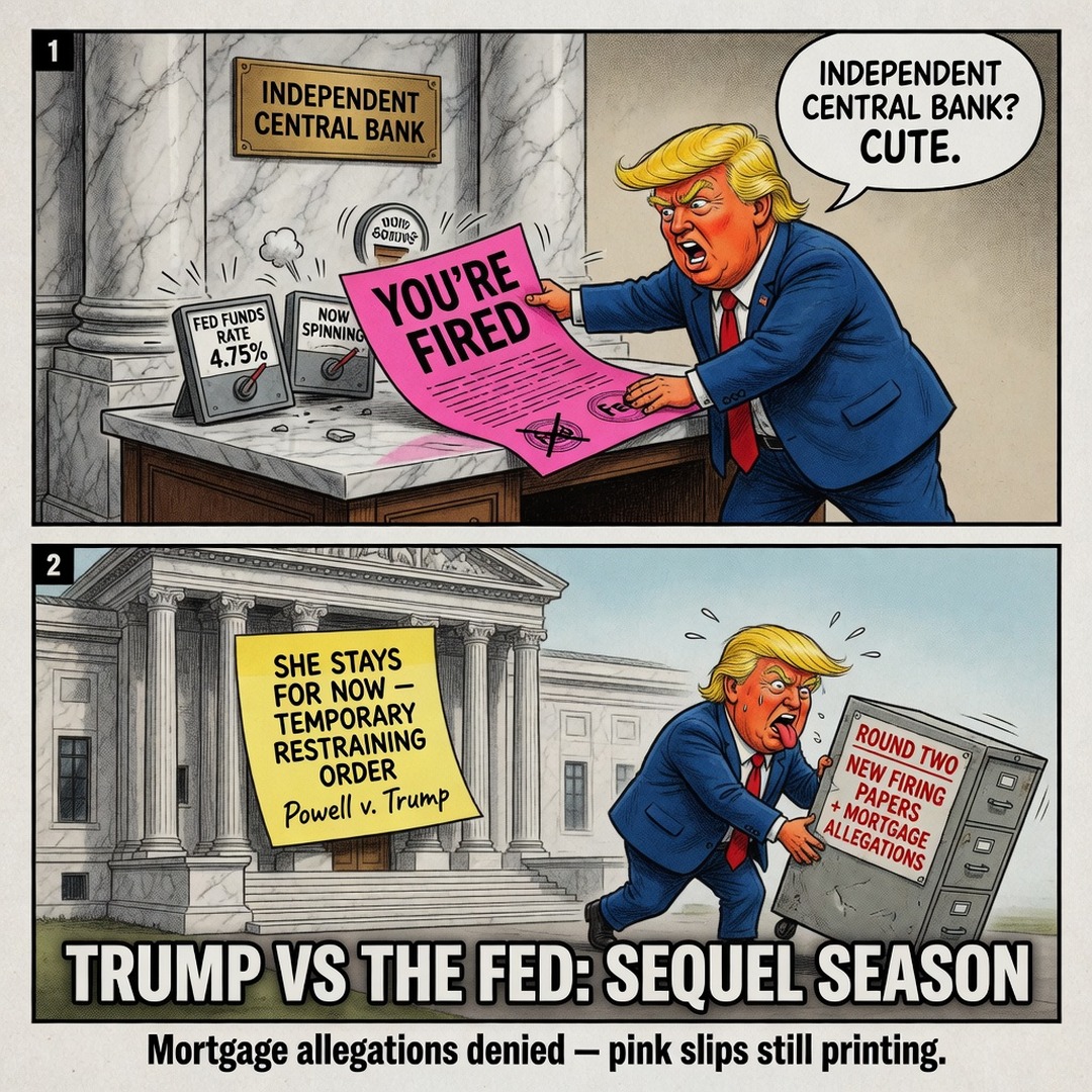 Trump pink-slip at Fed; sequel filing cabinet after court says she stays for now