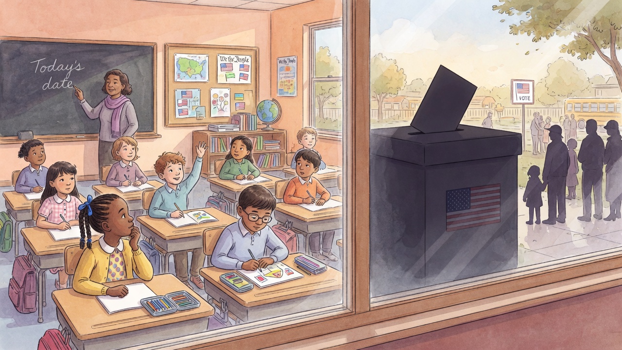 Illustration: school life and civic life side by side
